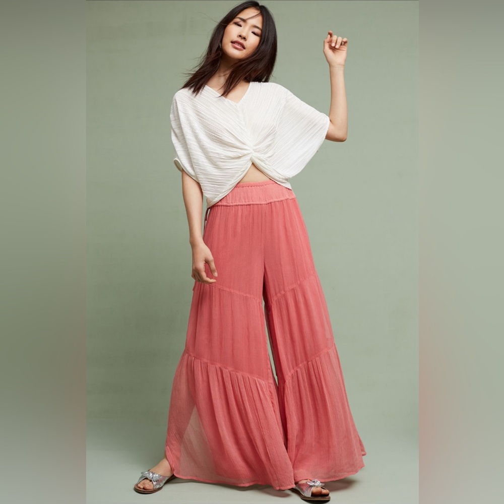 Anthropologie Elevenses Palazzo Drawstring Pants Sz.Med